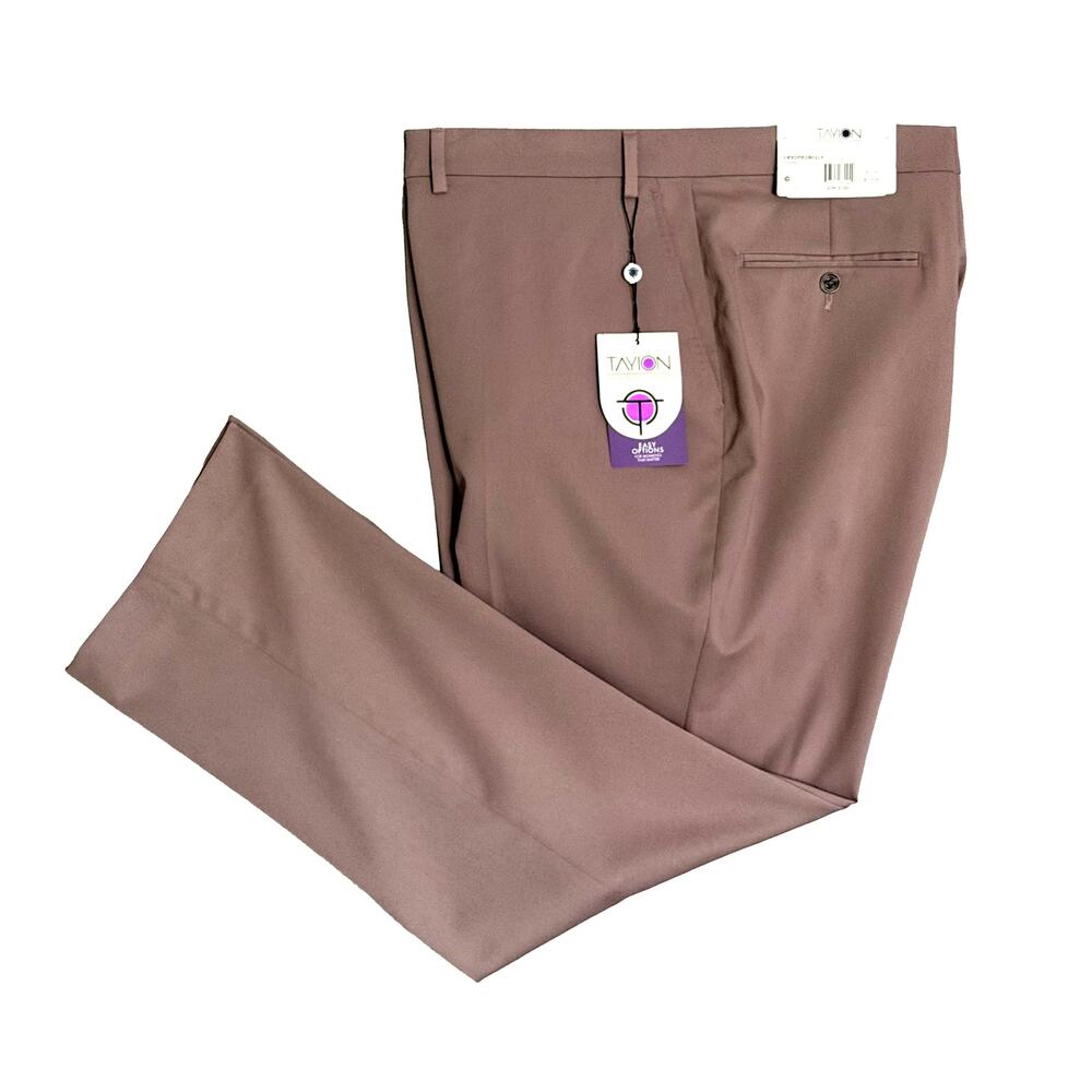 Tayion Dress Pants Men's 42"x30" Awonder Flat Front Stretch Mauve NEW